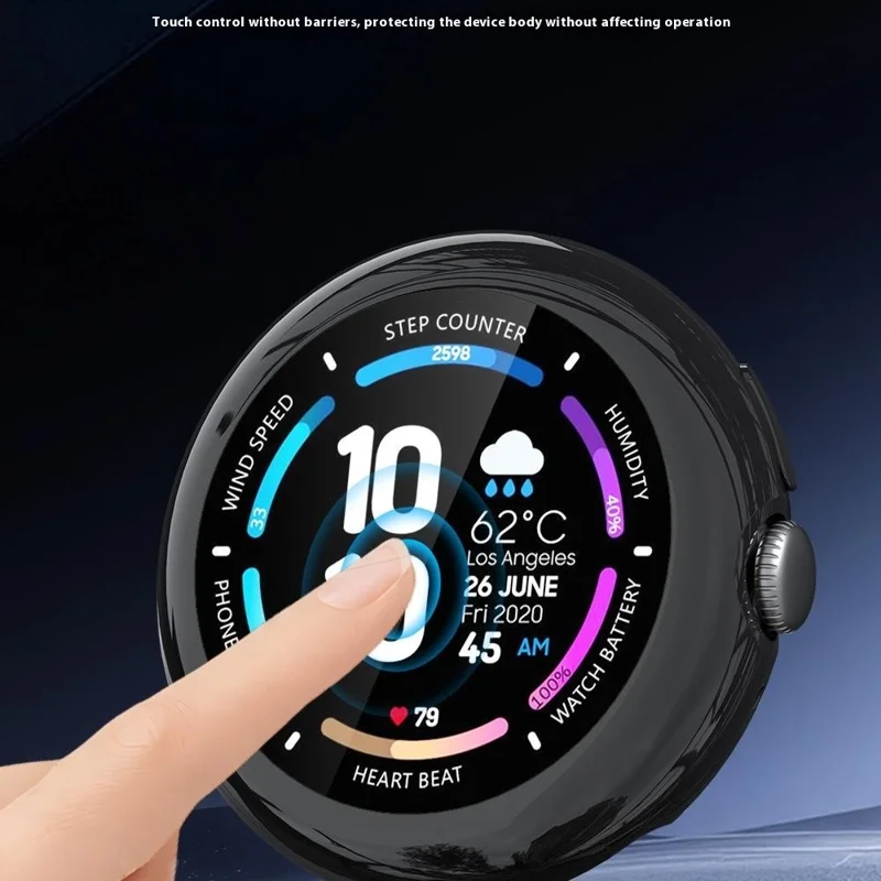 For Google Pixel Watch 4 41mm Case Full Protection Anti Scratch Electroplated TPU Cover - Black