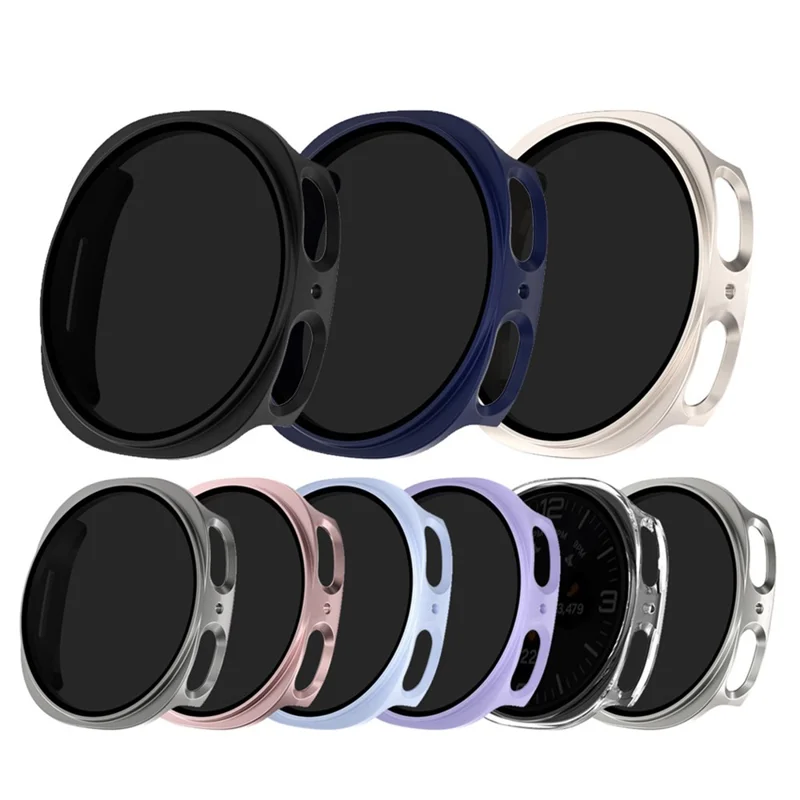 For Samsung Galaxy Watch8 44mm PC Watch Case with Anti-Spy Screen Protector - Silver