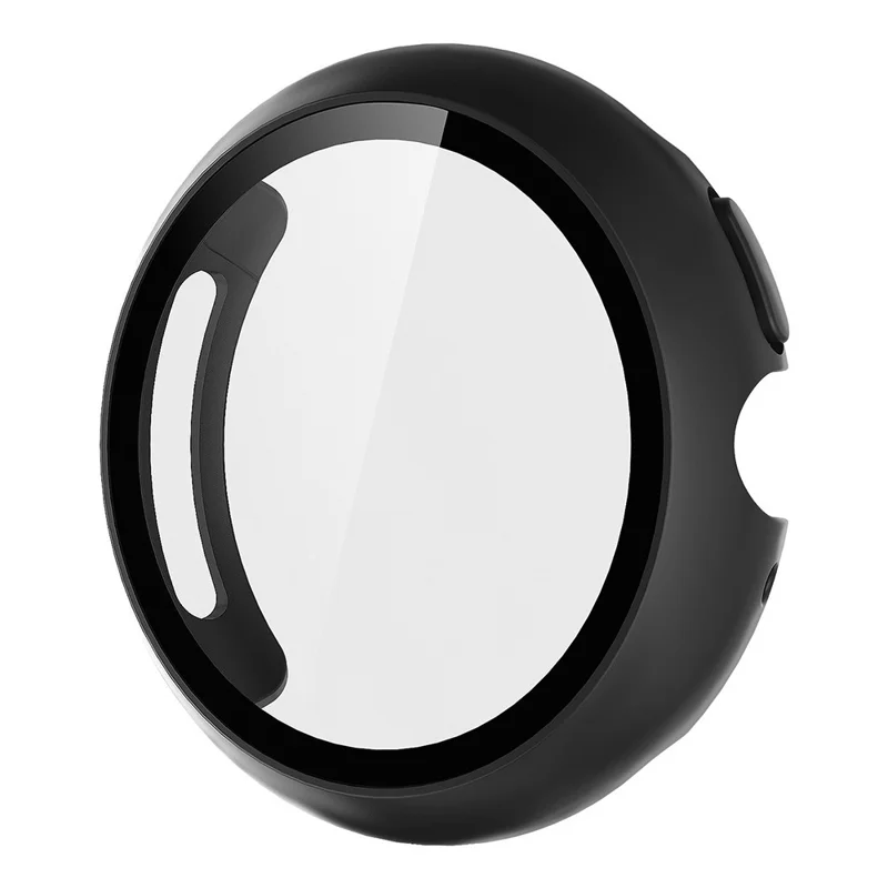 For Google Pixel Watch 4 45mm Hard PC Watch Protective Case with Tempered Glass Film - Black