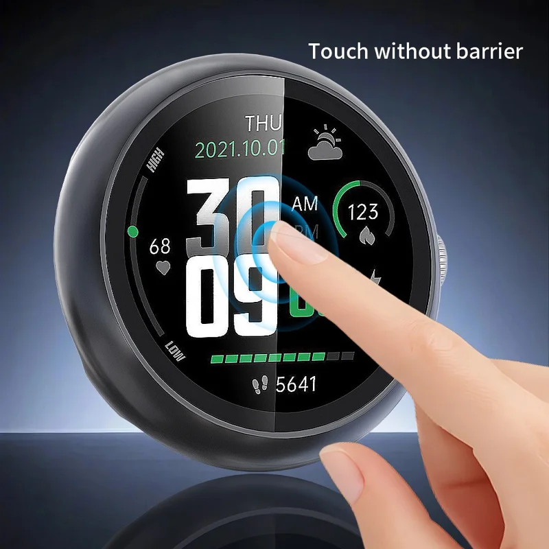 For Google Pixel Watch 4 45mm Hard PC Watch Protective Case with Tempered Glass Film - Black