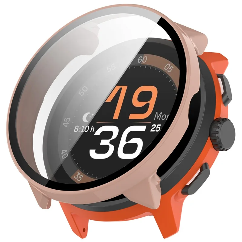 Für Suunto Run Uhr Gehäuse PC Rahmen mit Panzerglas Displayschutzfolie - Rosa