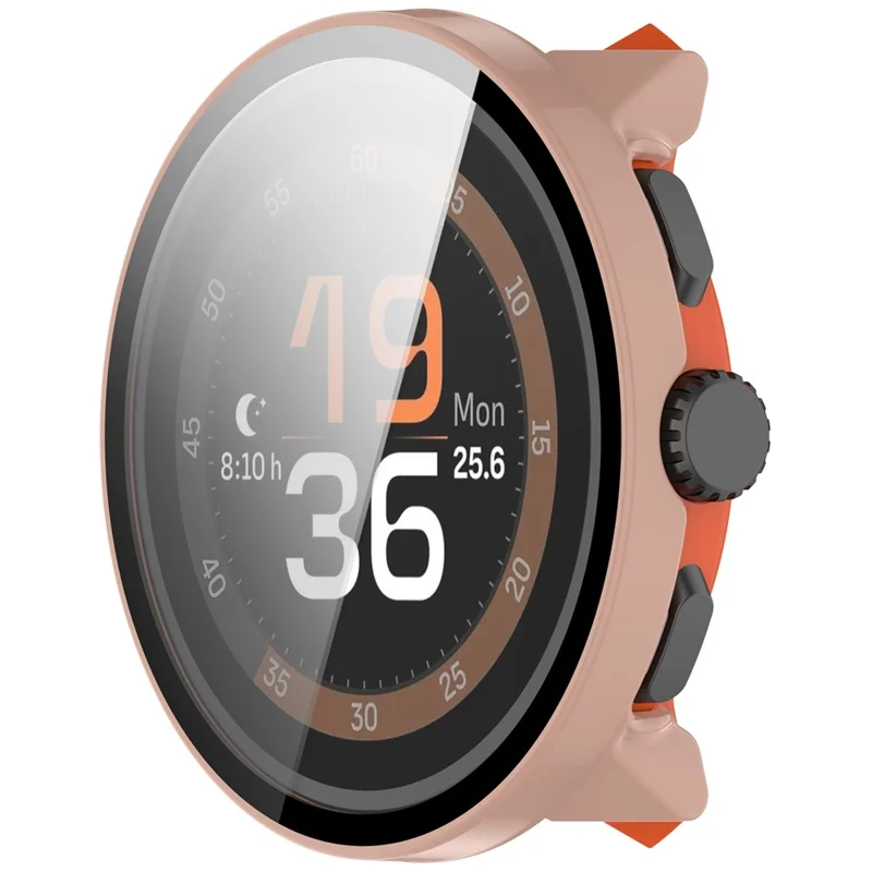 Für Suunto Run Uhr Gehäuse PC Rahmen mit Panzerglas Displayschutzfolie - Rosa