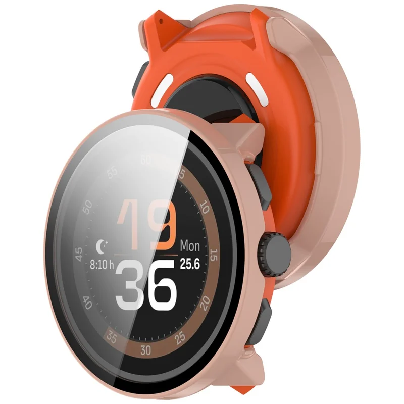Für Suunto Run Uhr Gehäuse PC Rahmen mit Panzerglas Displayschutzfolie - Rosa
