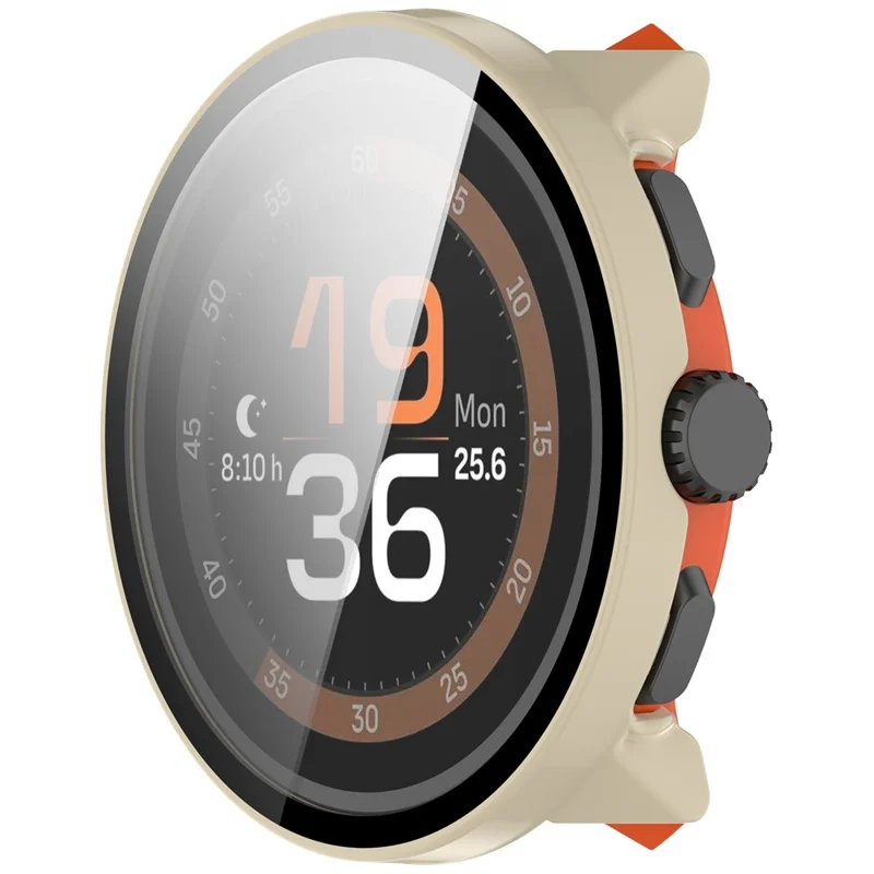 Funda para Reloj Deportivo Suunto con Marco de PC y Película de Vidrio Templado - Blanco Marfil