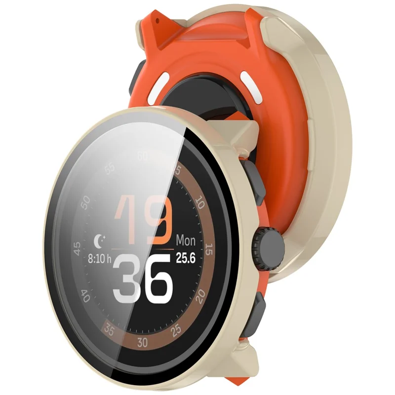 Funda para Reloj Deportivo Suunto con Marco de PC y Película de Vidrio Templado - Blanco Marfil