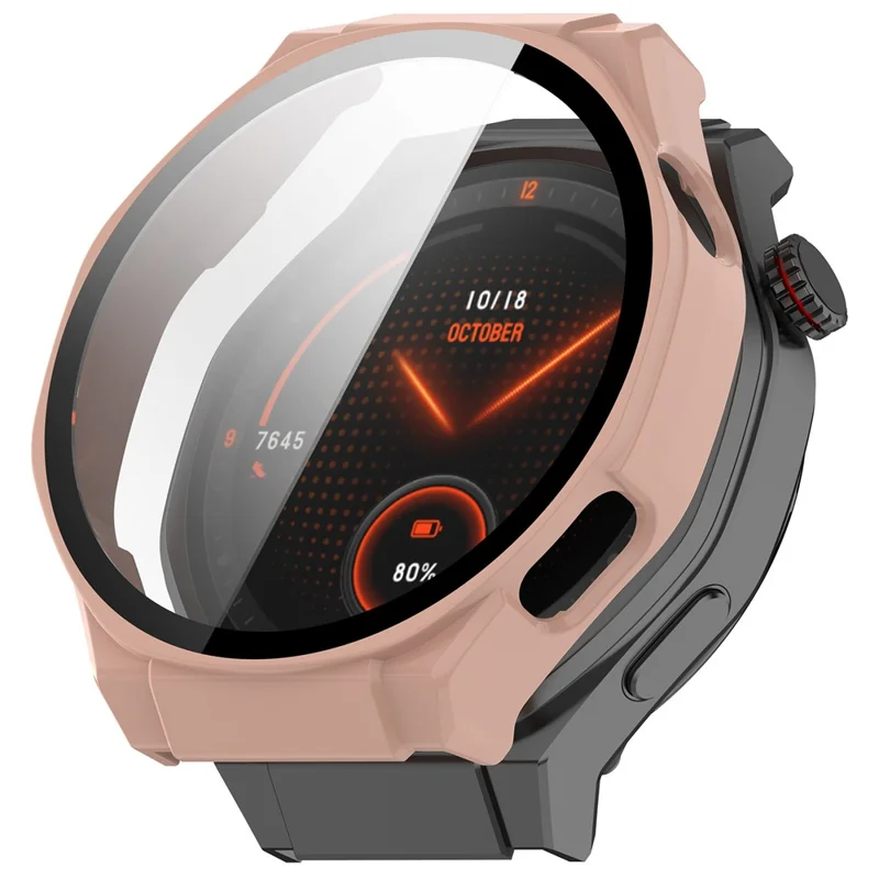 Capa para Smartwatch For Honor Watch 5 Ultra com Estrutura de PC e Película de Vidro Temperado - Rosa
