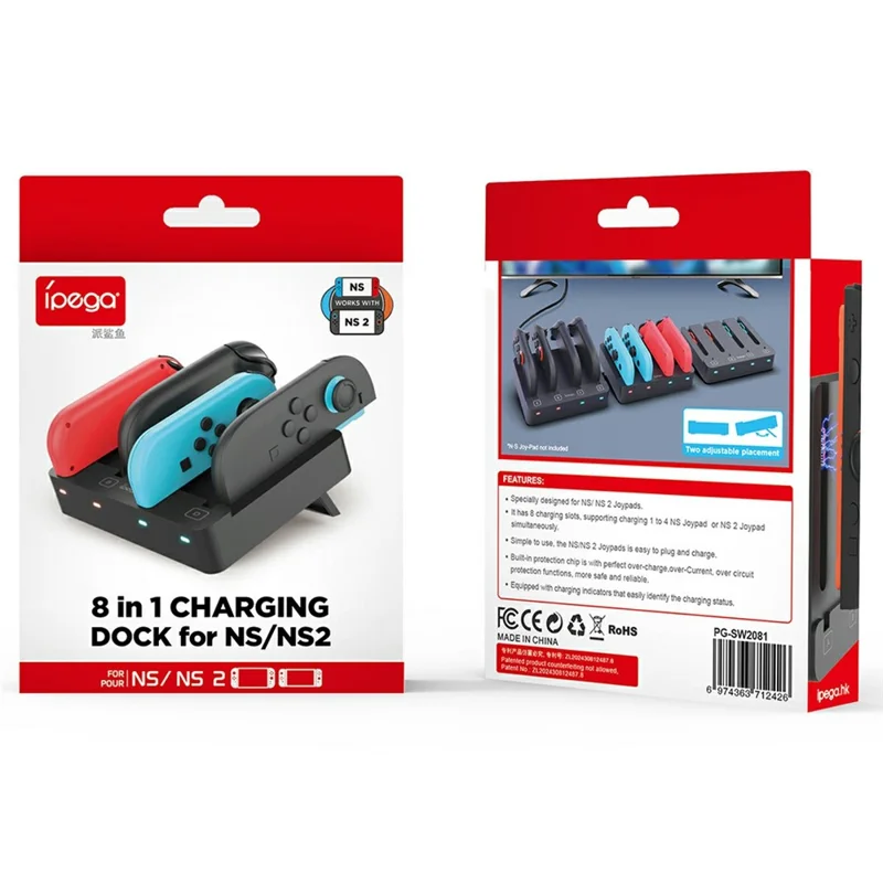 IPEGA PG-SW2081 Charging Dock for Nintendo Switch 2 / Switch OLED / Switch 4 in 1 Joypad Charger Station