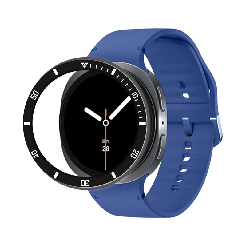 Style A For Samsung Galaxy Watch8 40mm Watch Bezel Aluminum Alloy Protective Ring - Black  /  White Markings