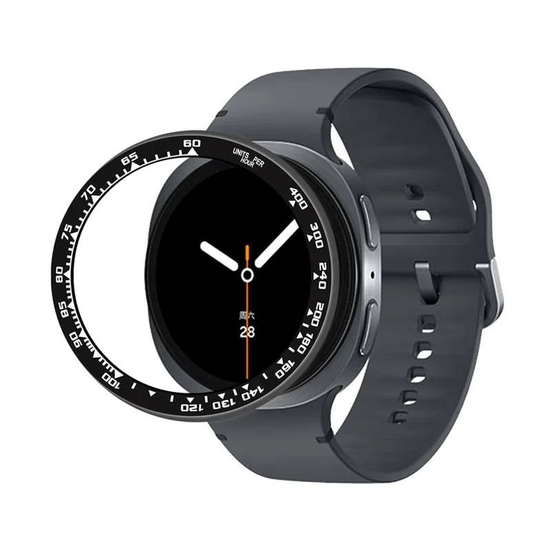 Style B For Samsung Galaxy Watch8 44mm Watch Bezel Aluminum Alloy Protective Ring - Black / White Markings