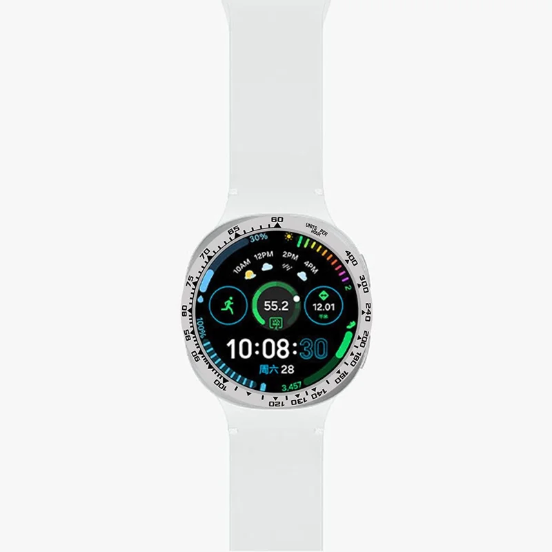 Style B For Samsung Galaxy Watch8 44mm Watch Bezel Aluminum Alloy Protective Ring - Black / White Markings