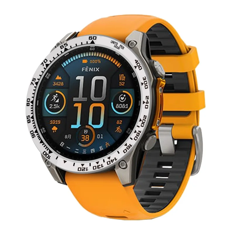 Style B For Garmin Fenix 8 AMOLED 47mm Watch Bezel Aluminum Alloy Protective Ring - Silver / Black Markings