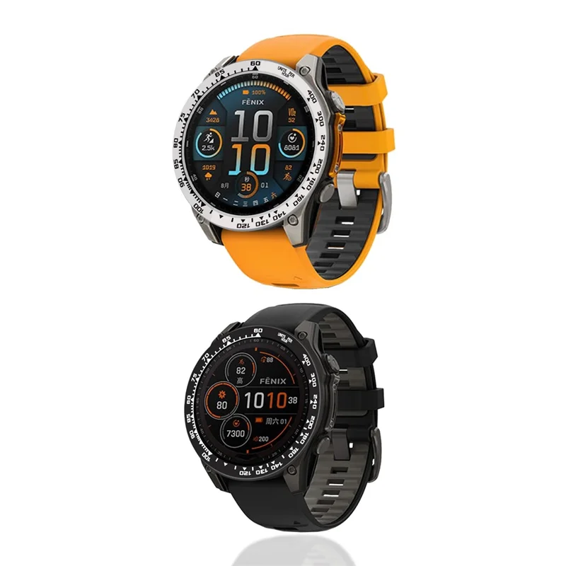 Style B For Garmin Fenix 8 AMOLED 43mm Watch Bezel Aluminum Alloy Protective Ring - Silver / Black Markings