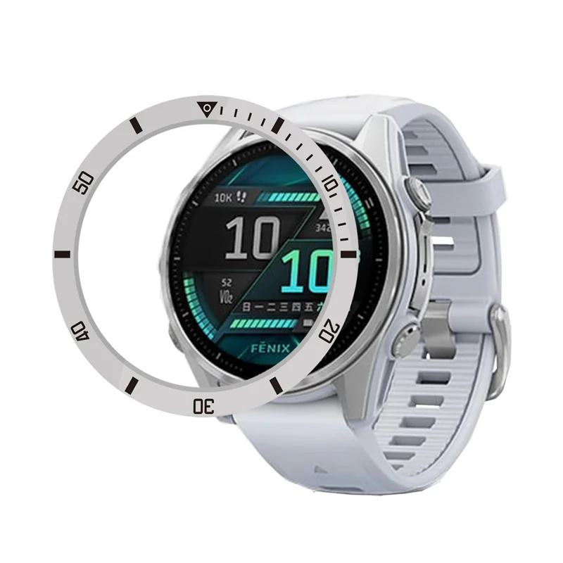 Style A pour Garmin Fenix 8 AMOLED 47mm Lunette en alliage d'aluminium Protection - Argent / Marquages Noirs