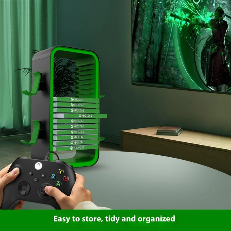 LINYUVO Game Disc Organizer Controller Stand For Nintendo Switch 2  /  Switch  /  Sony PlayStation 5  /  4  /  Xbox Series X  /  S - White  /  Baby Blue