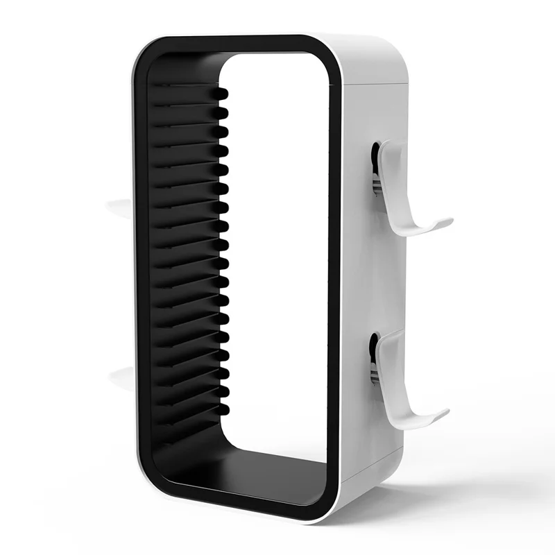 LINYUVO Game Disc Organizer Controller Stand For Nintendo Switch 2  /  Switch  /  Sony PlayStation 5  /  4  /  Xbox Series X  /  S - White  /  Black