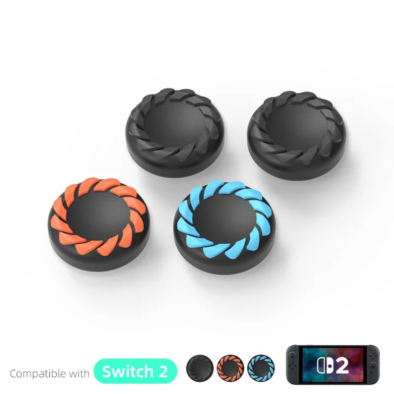 DATA FROG 4Pcs for Nintendo Switch 2 Joystick Caps Joy-Con Anti Slip Protective Thumb Grip Silicone Caps - Black+Orange+Blue