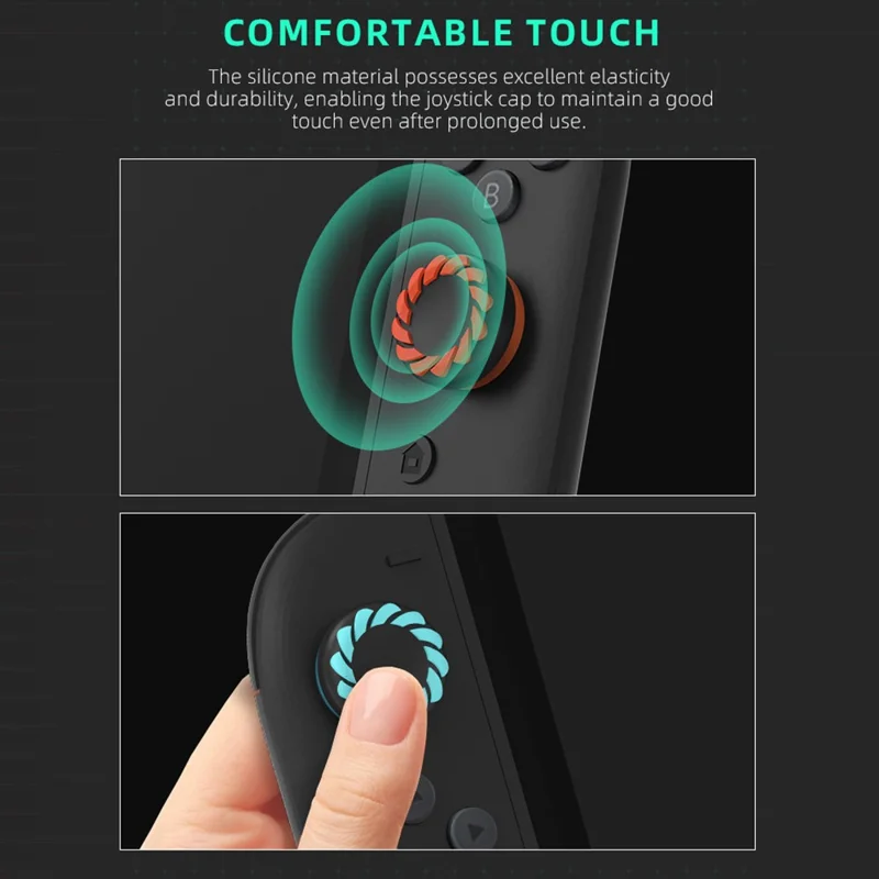 DATA FROG 4Pcs for Nintendo Switch 2 Joystick Caps Joy-Con Anti Slip Protective Thumb Grip Silicone Caps - Black+Orange+Blue