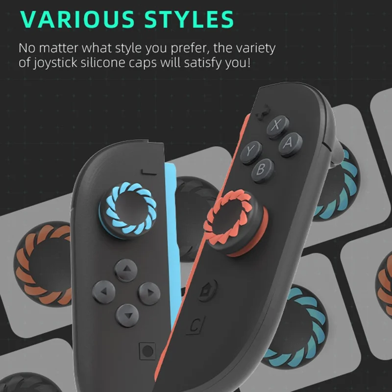 DATA FROG 4Pcs for Nintendo Switch 2 Joystick Caps Joy-Con Anti Slip Protective Thumb Grip Silicone Caps - Black+Orange+Blue