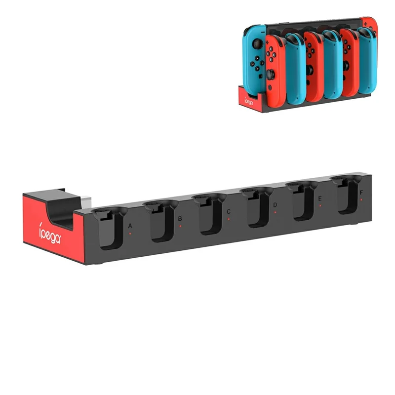 IPEGA PG-SW129 For Nintendo Switch / Switch OLED 6 in 1 Charger Dock Joy-Con Charging Station - Black  /  Red