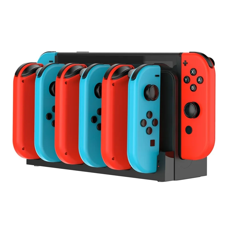 IPEGA PG-SW129 For Nintendo Switch / Switch OLED 6 in 1 Charger Dock Joy-Con Charging Station - Black  /  Red