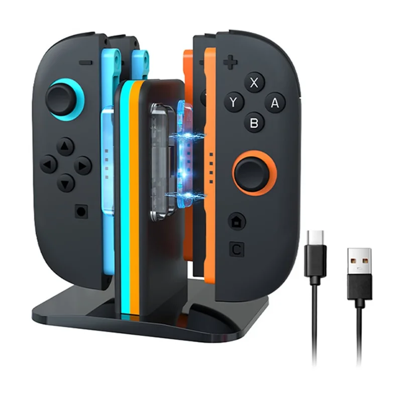 HBP-2857 Para Nintendo Switch 2 Joy-Con 4 en 1 Estación de Carga Controlador Cargador con Indicador LED