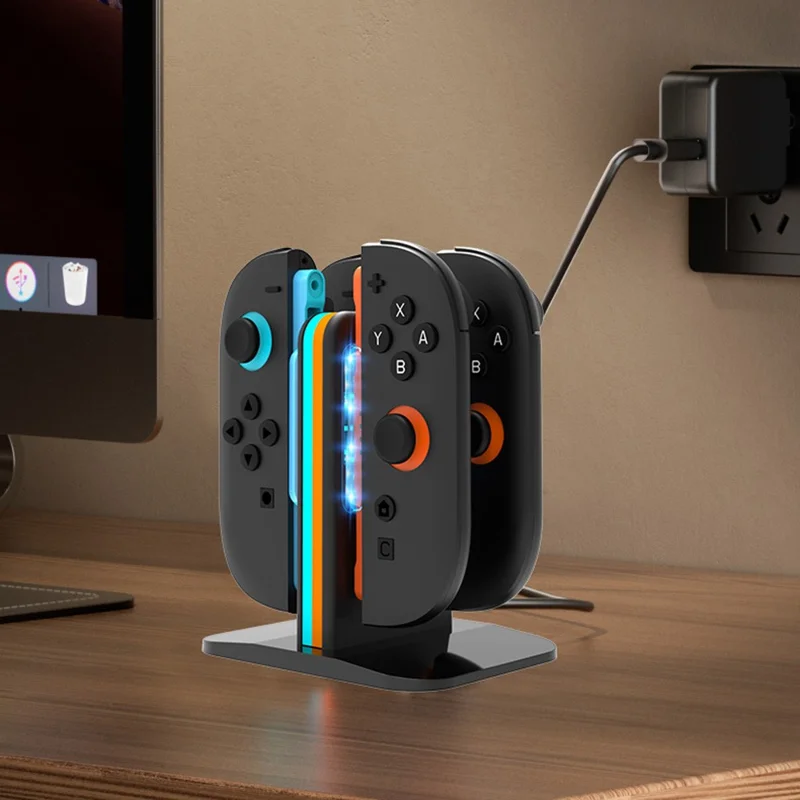 HBP-2857 Para Nintendo Switch 2 Joy-Con 4 en 1 Estación de Carga Controlador Cargador con Indicador LED