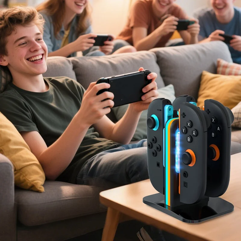 HBP-2857 Para Nintendo Switch 2 Joy-Con 4 en 1 Estación de Carga Controlador Cargador con Indicador LED