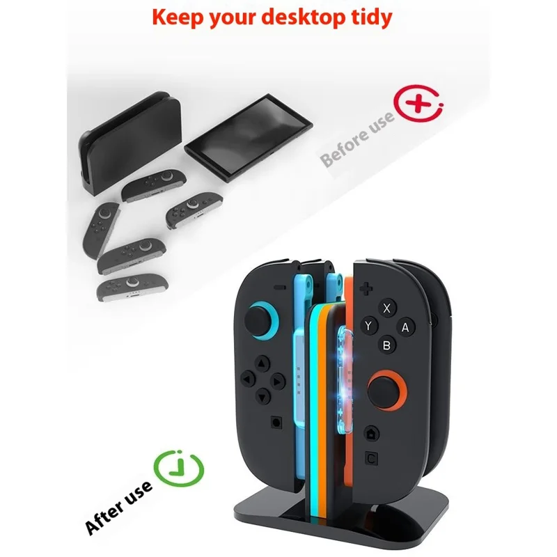 HBP-2857 Para Nintendo Switch 2 Joy-Con 4 en 1 Estación de Carga Controlador Cargador con Indicador LED