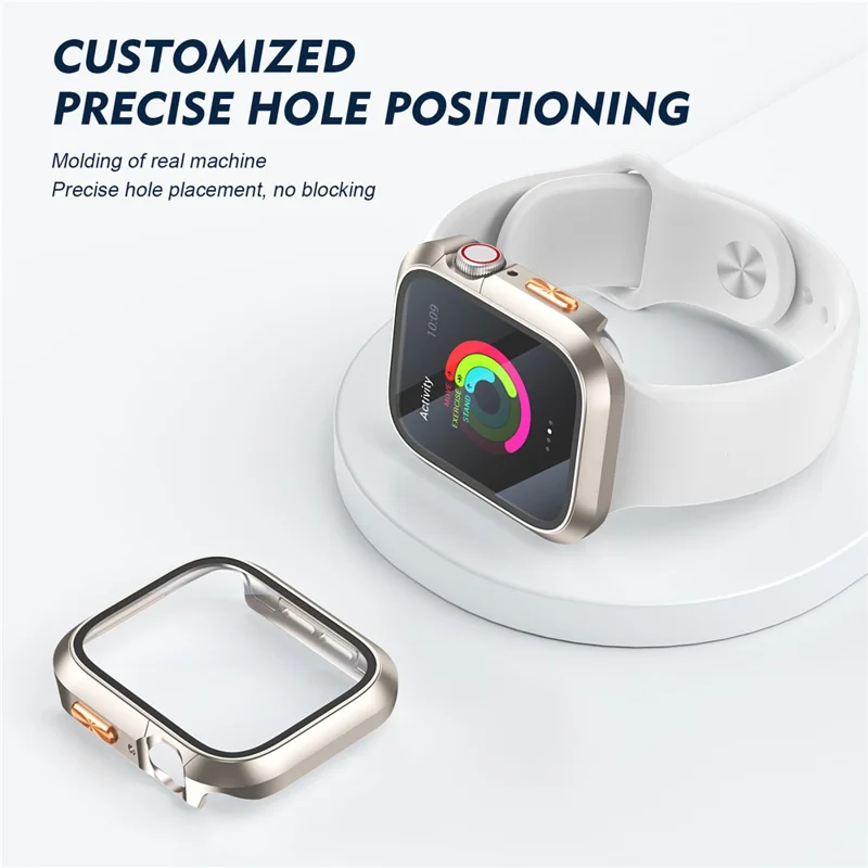 Para Apple Watch Series 10 42mm Caixa Resistente a Choques PC Capa de Relógio com Botão Texturizado 3D Laranja - Starlight