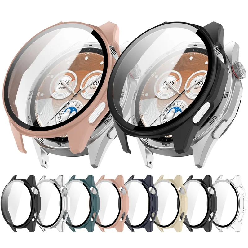 For Huawei Watch GT 6 46mm Hard PC Watch Case with Tempered Glass Screen Film - Black