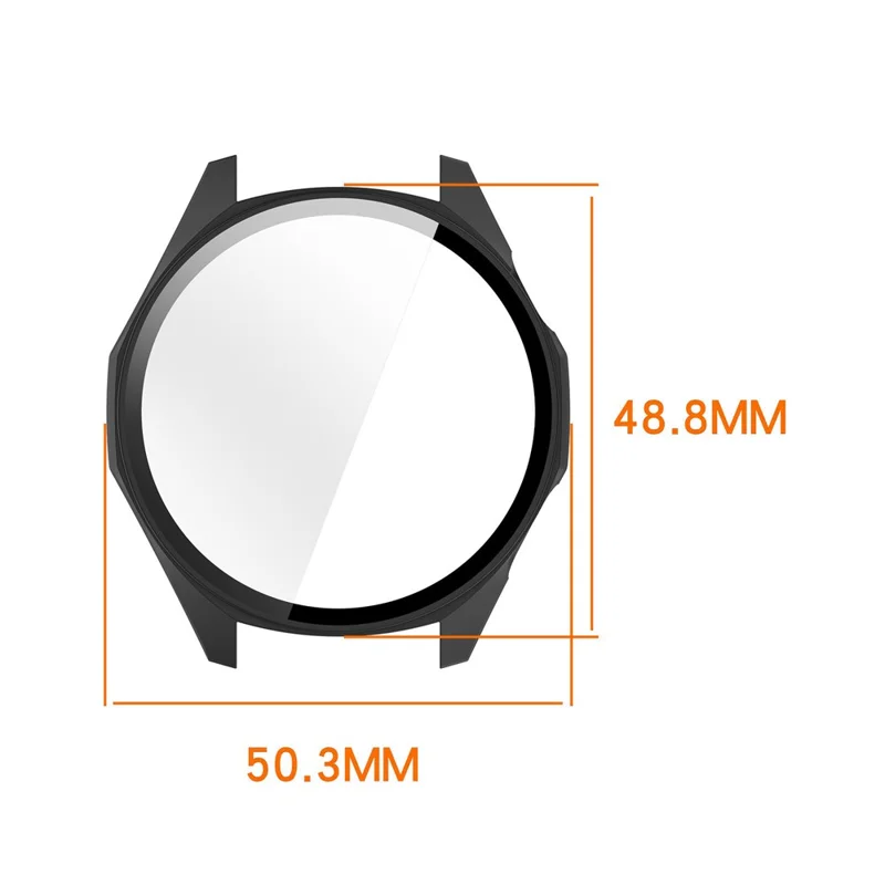 For Huawei Watch GT 6 46mm Hard PC Watch Case with Tempered Glass Screen Film - Black