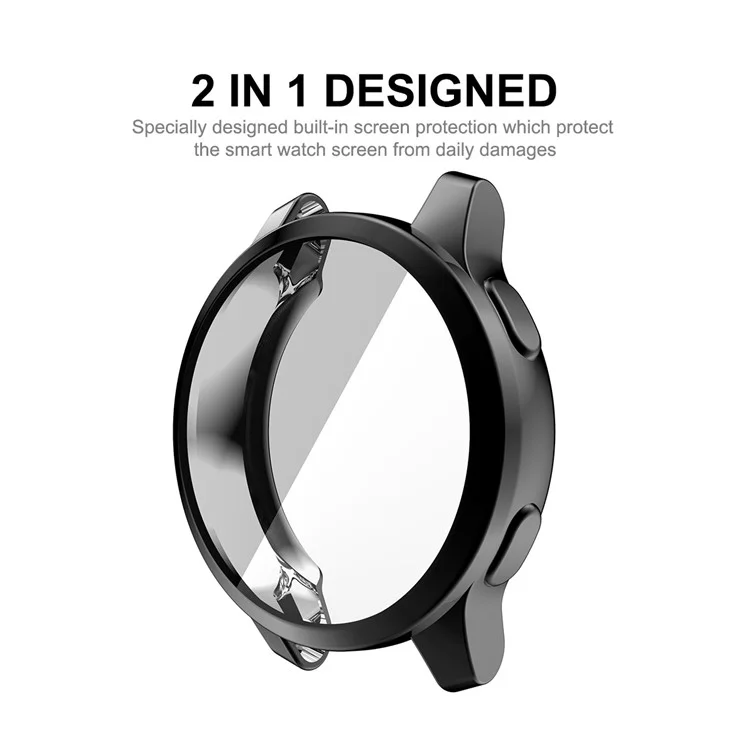 HAT PRINCE Electroplated TPU Full Coverage Anti-fall Smart Watch Case Shell for Garmin Venu 2 45mm/Vivoactive 4 45mm - Black