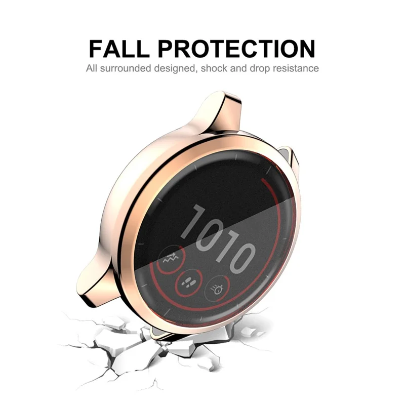 HAT PRINCE Electroplated TPU Full Coverage Anti-fall Smart Watch Case Shell for Garmin Venu 2 45mm/Vivoactive 4 45mm - Gold