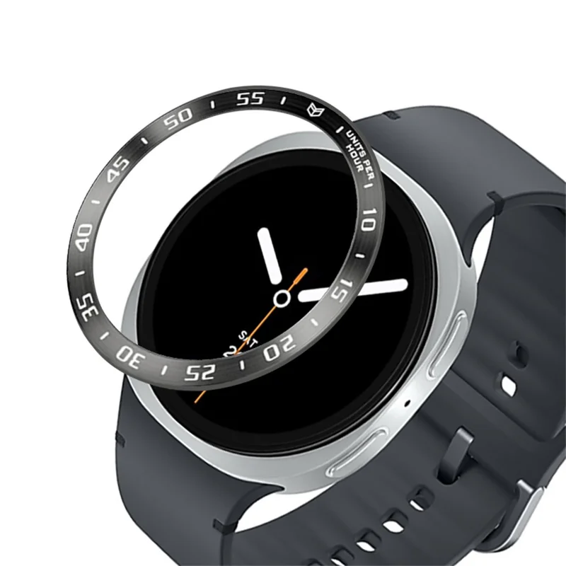 Type A for Samsung Galaxy Watch8 44mm Bezel Ring Metal Bezel Styling Dial Protective Case Cover - Black / White Characters