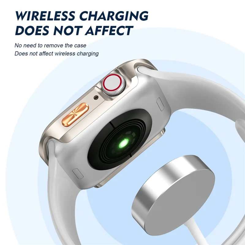 For Apple Watch Series 11  /  10 46mm Case PC Hollow Watch Cover with Orange 3D Textured Button - Starlight