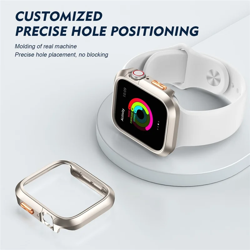 For Apple Watch Series 11  /  10 46mm Case PC Hollow Watch Cover with Orange 3D Textured Button - Starlight