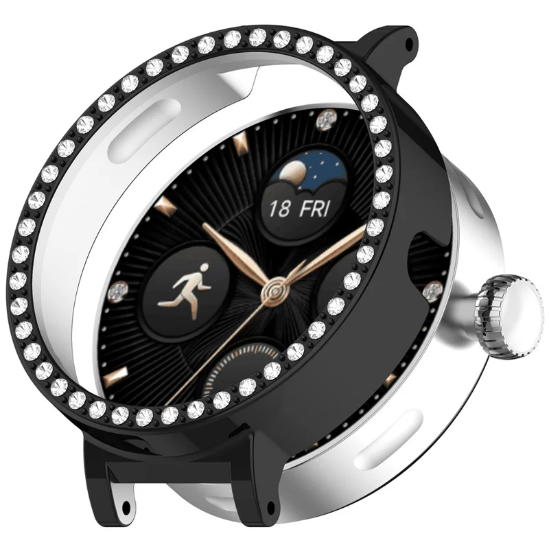 For Honor Choice SAGA Smart Watch 2 PC Case Rhinestone Decor Smartwatch Protective Cover - Black