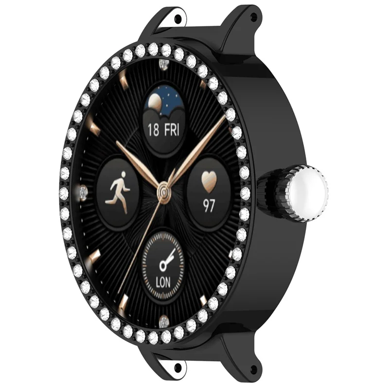For Honor Choice SAGA Smart Watch 2 PC Case Rhinestone Decor Smartwatch Protective Cover - Black