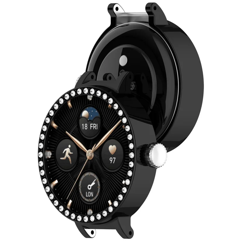 For Honor Choice SAGA Smart Watch 2 PC Case Rhinestone Decor Smartwatch Protective Cover - Black