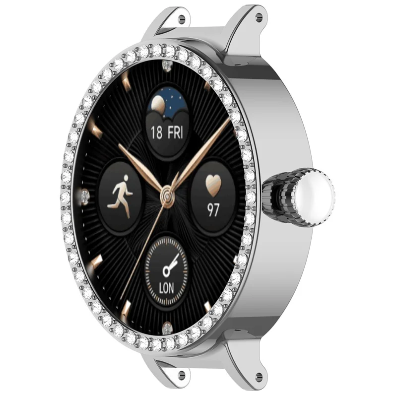 For Honor Choice SAGA Smart Watch 2 PC Case Rhinestone Decor Smartwatch Protective Cover - Silver
