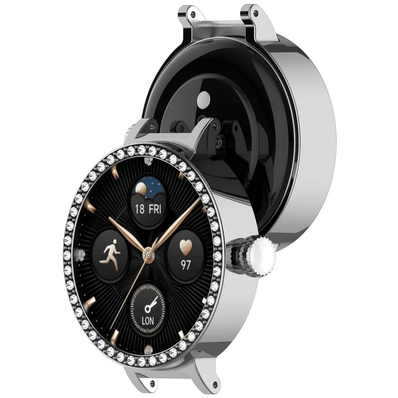 For Honor Choice SAGA Smart Watch 2 PC Case Rhinestone Decor Smartwatch Protective Cover - Silver