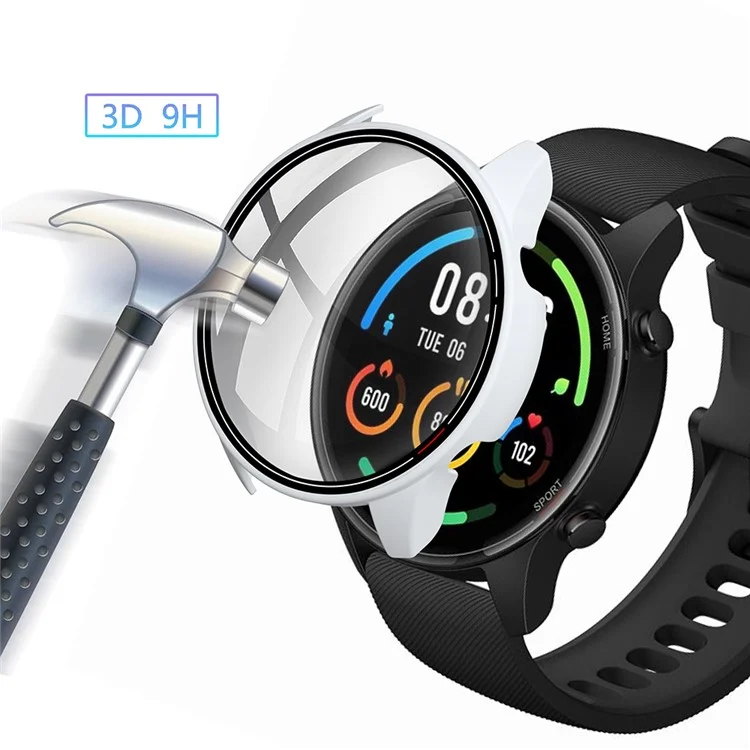 пк Smart Watch Protective Case Cover с Защитной Пленкой из Смягченного Стеклянного Экрана Для Xiaomi Mi Watch Color - Белый