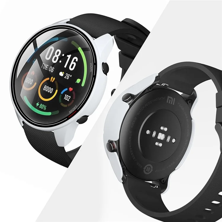 пк Smart Watch Protective Case Cover с Защитной Пленкой из Смягченного Стеклянного Экрана Для Xiaomi Mi Watch Color - Белый