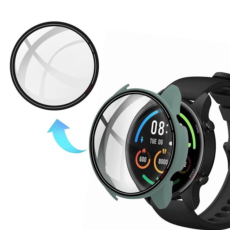 PC Smart Watch Protective Case Cover with Tempered Glass Screen Protector Film for Xiaomi Mi Watch Color - Green