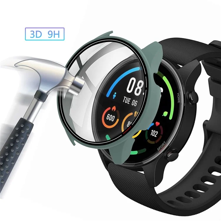 пк Smart Watch Protective Case Cover с Защитной Пленкой из Смягченного Стеклянного Экрана Для Xiaomi Mi Watch Color - Зеленый