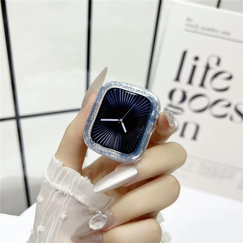 Watch Case For Apple Watch Series 3  /  2  /  1 38mm Color Changing Glitter Resin Coated PC Cover - Blue