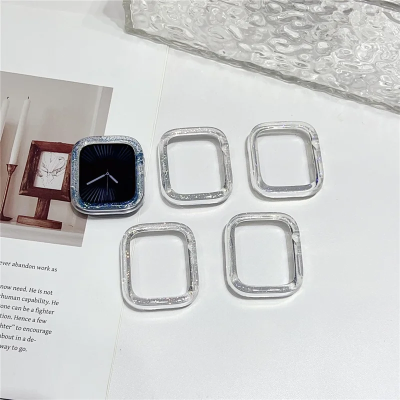 Watch Case For Apple Watch Series 3  /  2  /  1 38mm Color Changing Glitter Resin Coated PC Cover - Blue