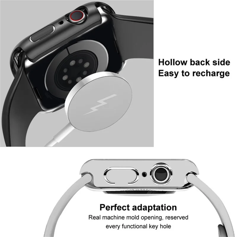 IMAK For Apple Watch SE 3  /  2  / 1 44mm Silicone Watch Strap with PC Watch Case and Tempered Glass - Green