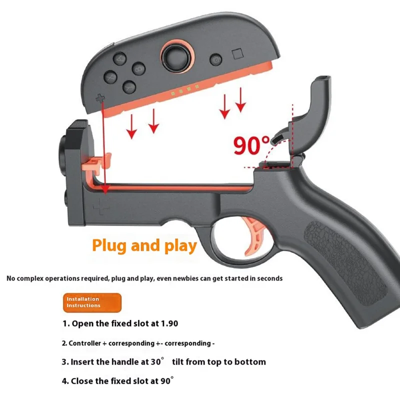 HBS-2841 2 szt. dla Nintendo Switch 2 lewy i prawy joystick Joy-Con uchwyt strzelania w kształcie pistoletu