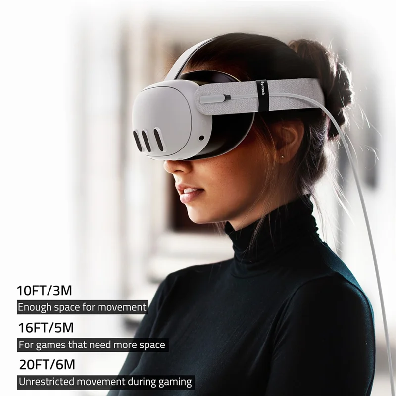 SYNTECH 5 m Kabla USB A do USB C w kształcie litery L, kabel połączeniowy VR do Meta Quest 3S / Quest 3 / Quest 2 / Pro / Pico 4, przewód danych do gier VR na PC - Biały